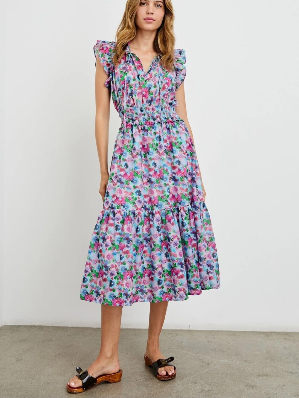 Rails Garden Floral Print Midi Cotton Dress